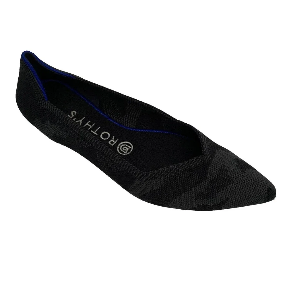 Rothy’s The Point Gray Camo Camouflage Retired Pointed Flats Ballet Shoe…